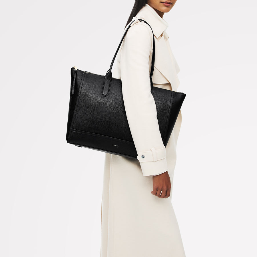 OAK STREET MEDIUM ZIPTOP TOTE BLACK