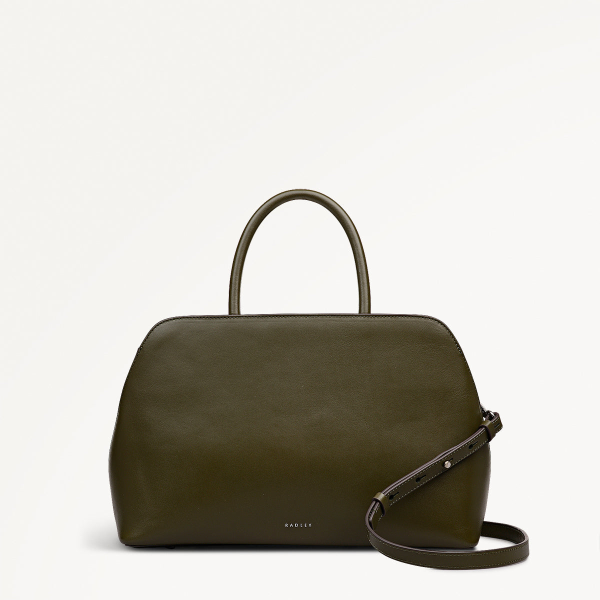 Liverpool Street Leather Medium Ziptop Grab Bag in Pine Needle - 112247