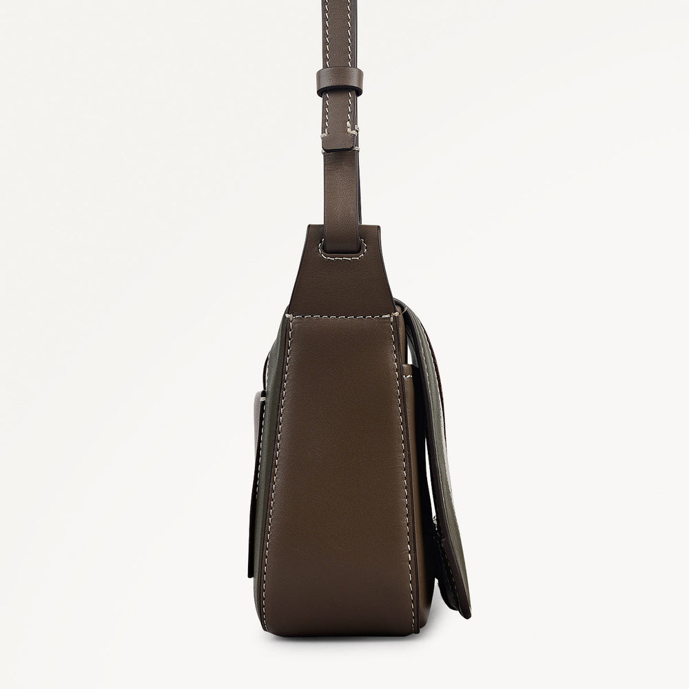 Westwell Lane Leather Small Flapover Cross Body Bag in Coffee - 112250