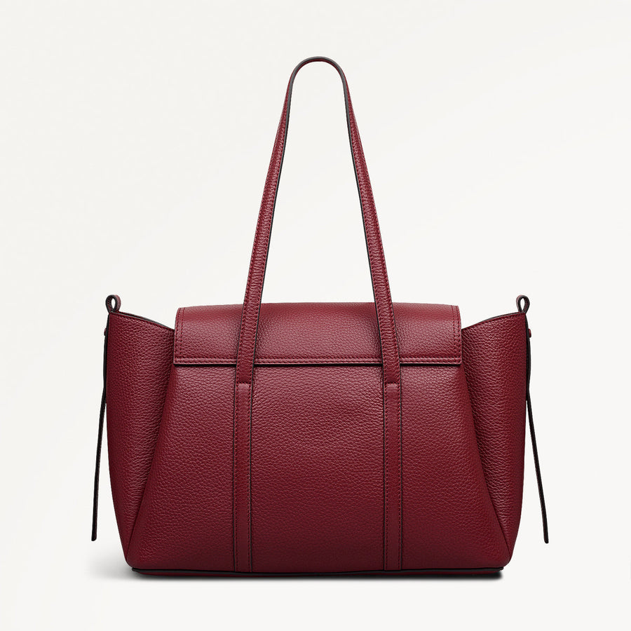 The Chancery Leather Medium Flapover Shoulder Bag in Carmine - 112251