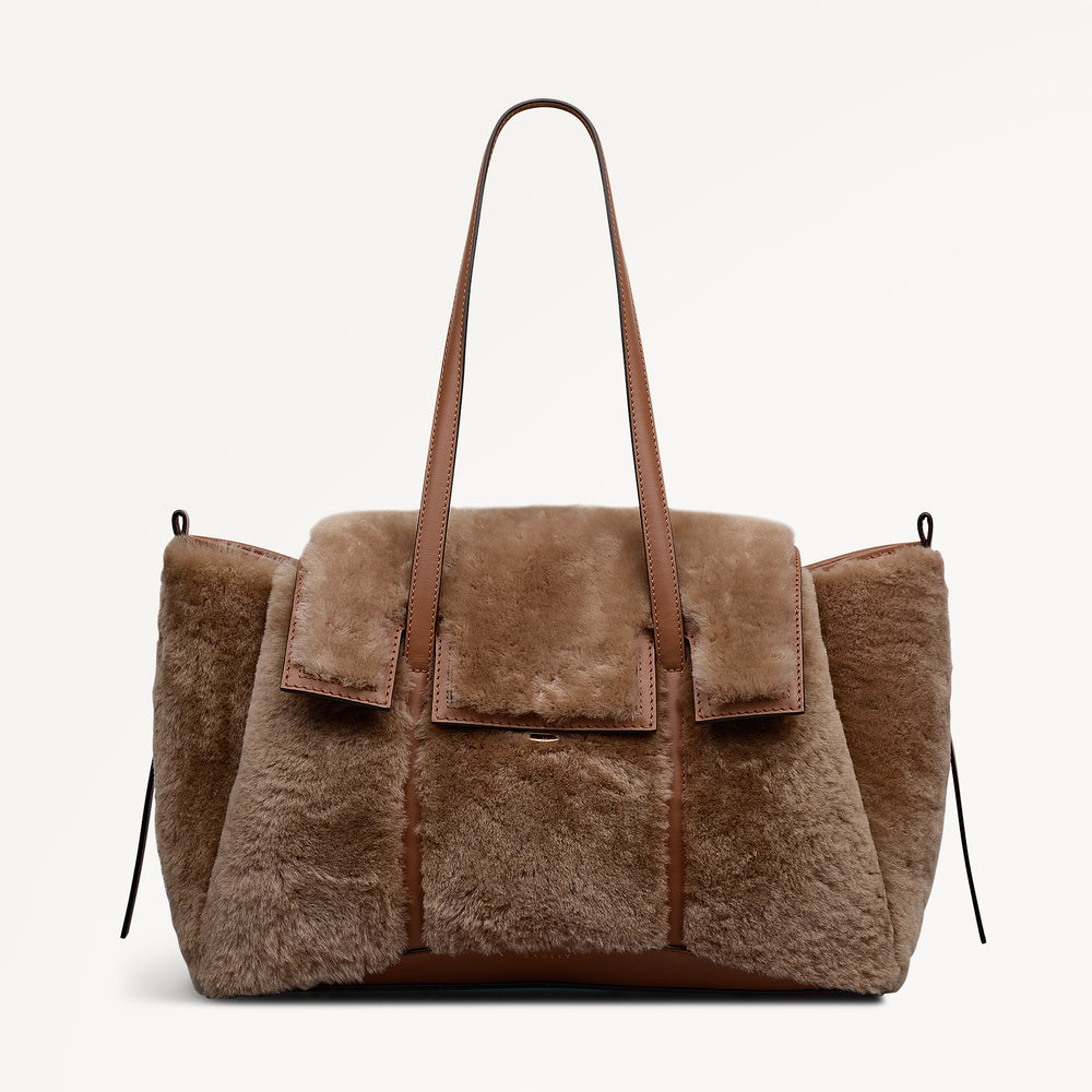 The Chancery - Shearling Medium Flapover Shoulder Bag - RHE31404