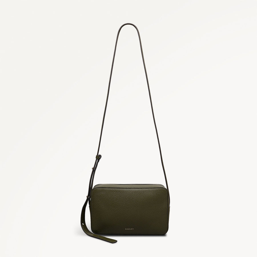 Duchess Close Leather Small Ziptop Cross Body Bag in Pine Needle - 112258