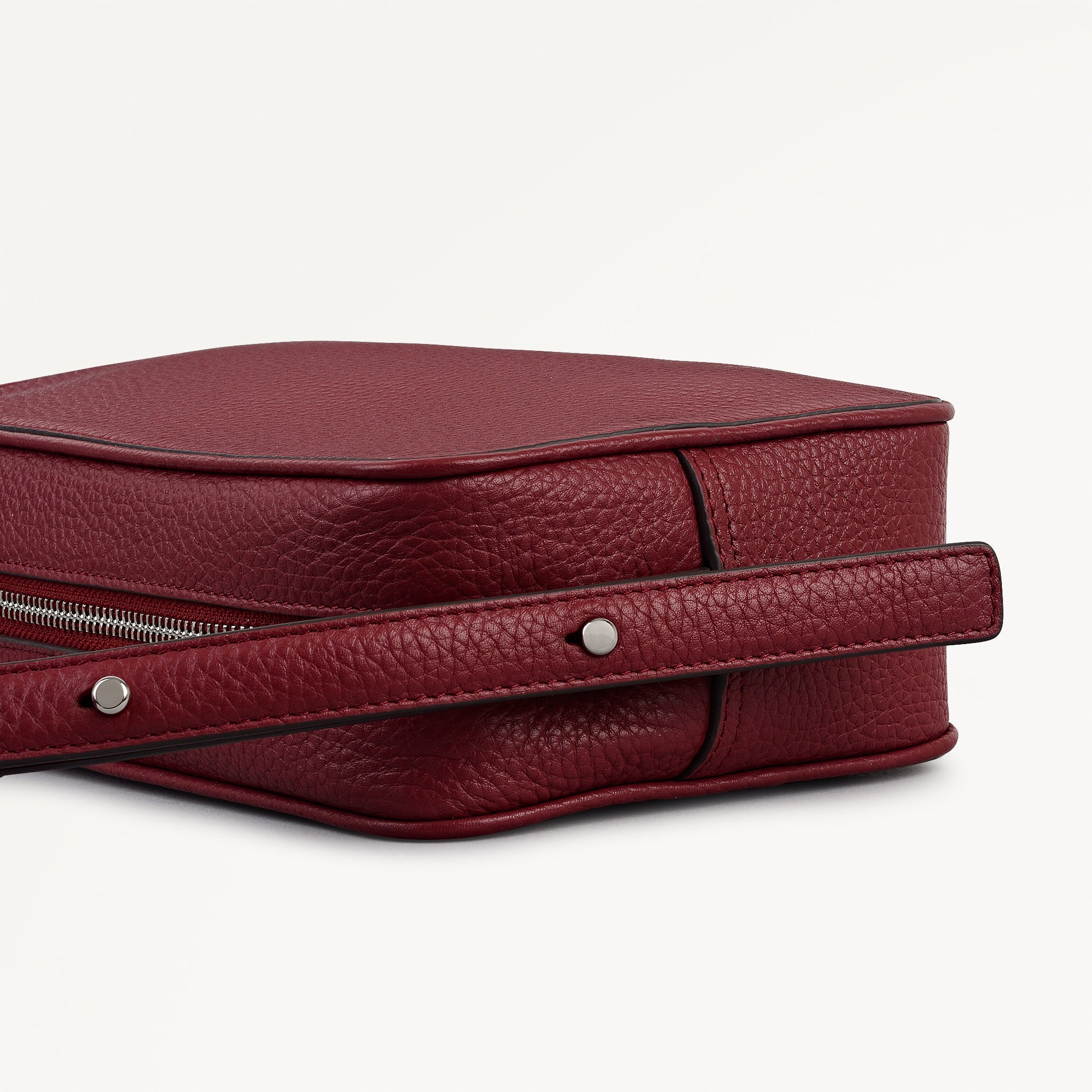 Duchess Close Leather Small Ziptop Cross Body Bag in Carmine - 112259