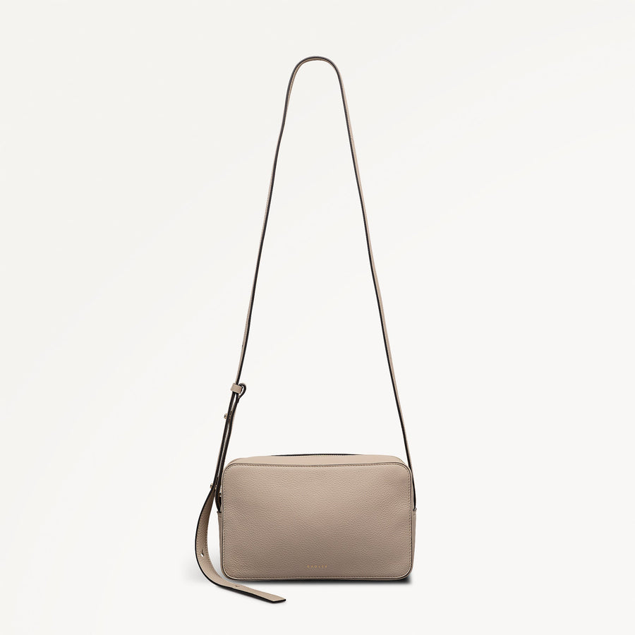 Duchess Close Leather Small Ziptop Cross Body Bag in Porcini - 112260