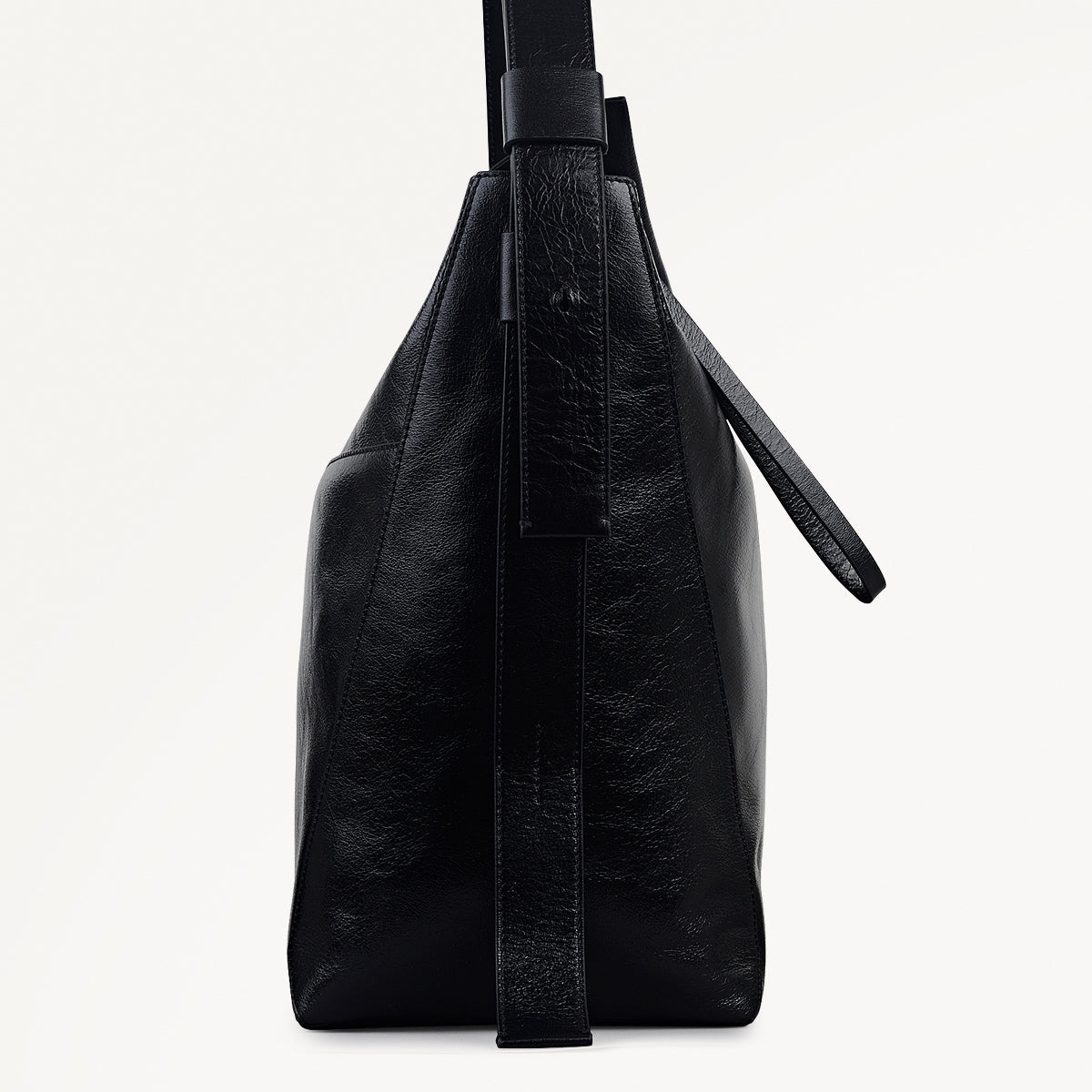 De Beauvoir Leather Large Ziptop Shoulder Bag in Black - 112262