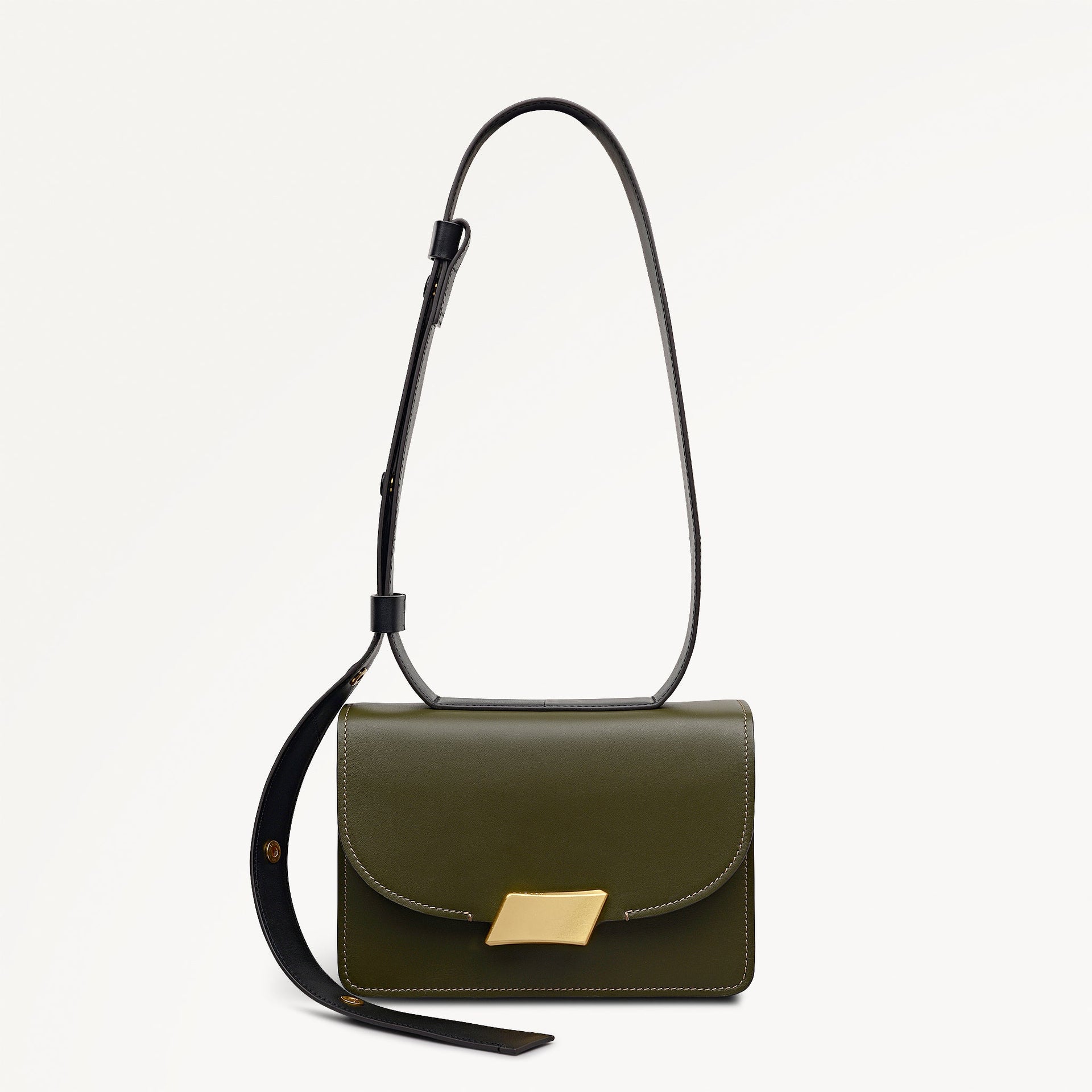 Belsize Leather Small Flapover Shoulder Bag Pine Needle