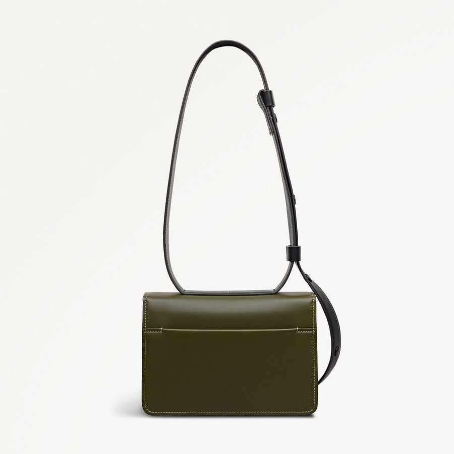 The Belsize Leather Small Flapover Shoulder Bag in Pine Needle - 112264