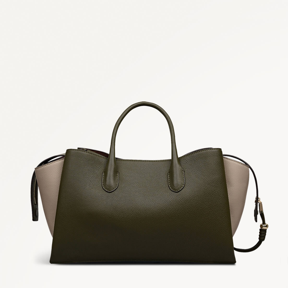 The Romilly Leather Large Ziptop Grab Bag in Pine Needle - 112268