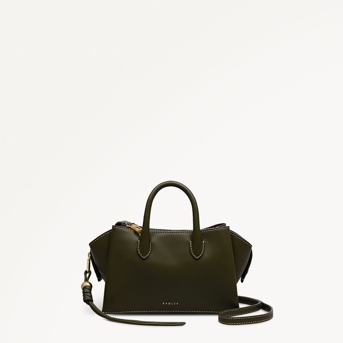 Romilly Leather Small Ziptop Grab Bag Pine Needle