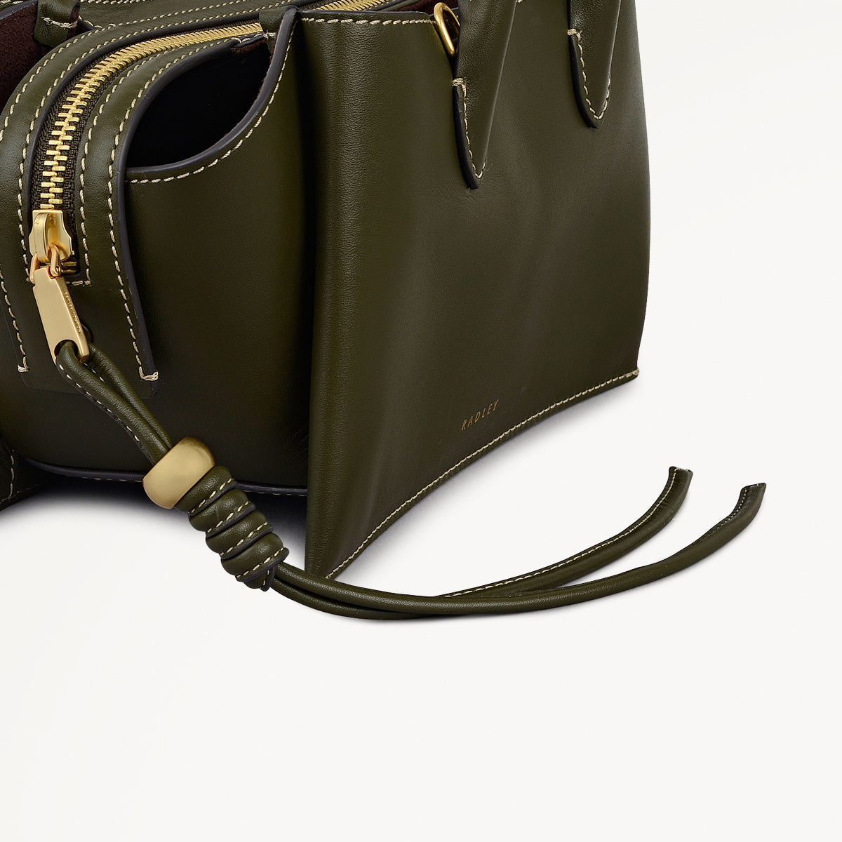 The Romilly Leather Small Ziptop Grab Bag in Pine Needle - 112270