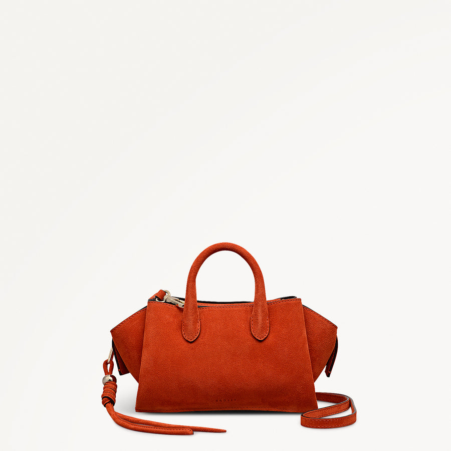 The Romilly Leather Small Ziptop Grab Bag in Flame - 112271