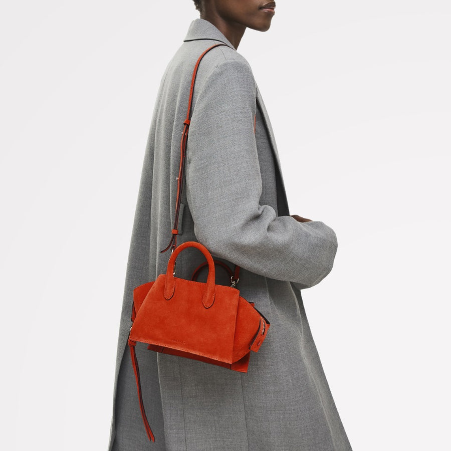 The Romilly Leather Small Ziptop Grab Bag in Flame - 112271