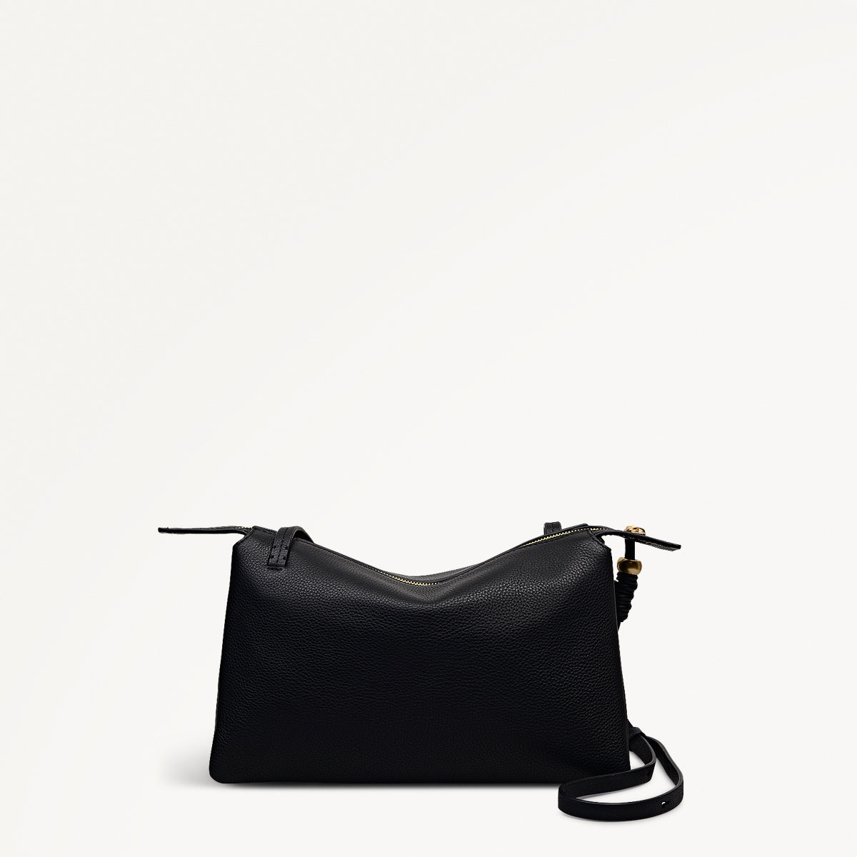 The Romilly Leather Medium Ziptop Cross Body Bag in Black - 112275
