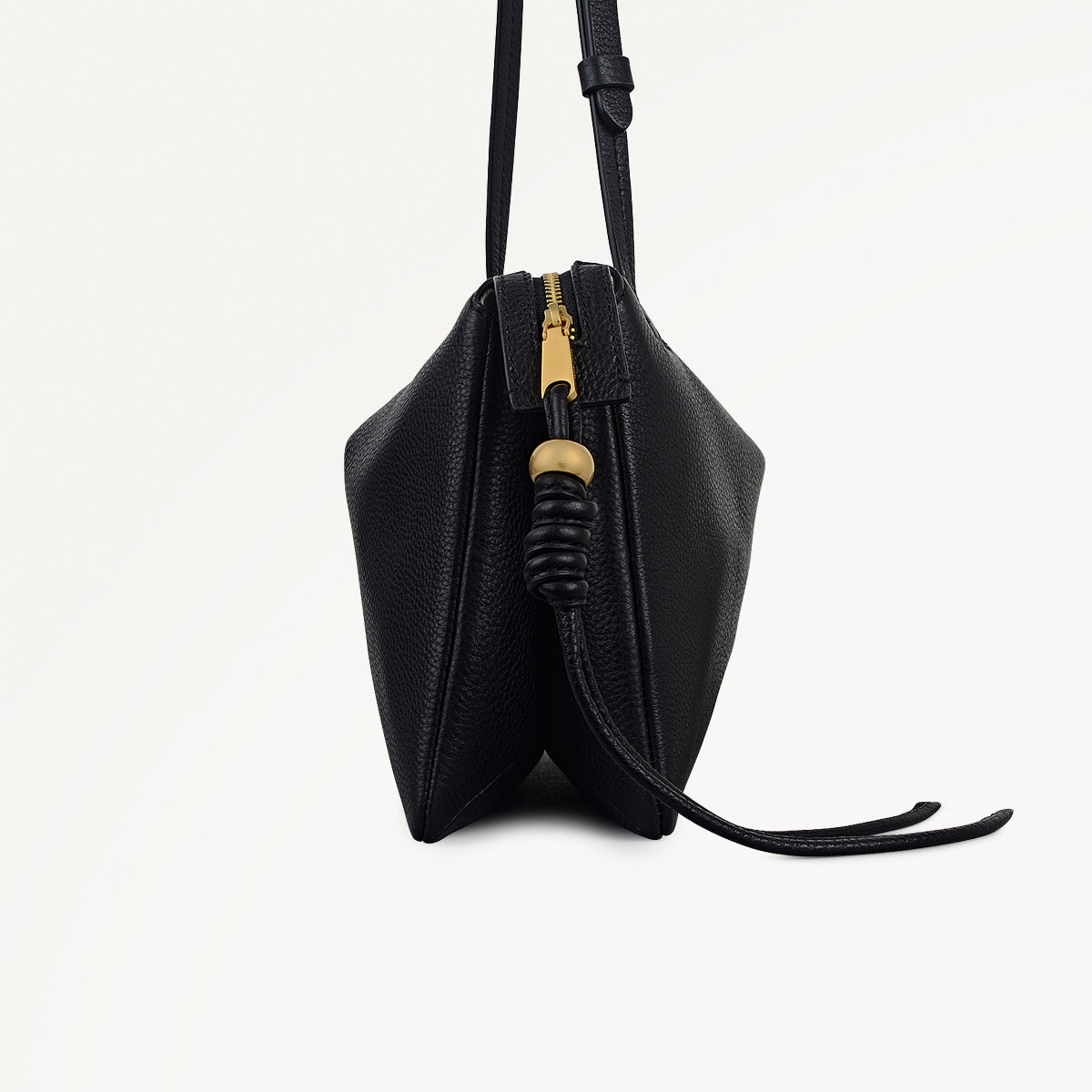 The Romilly Leather Medium Ziptop Cross Body Bag in Black - 112275