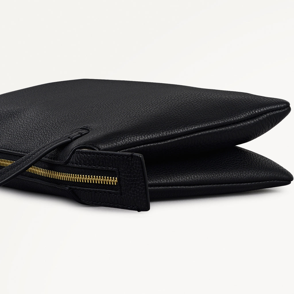 The Romilly Leather Medium Ziptop Cross Body Bag in Black - 112275