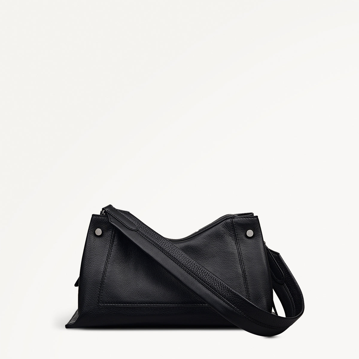 Hope Gardens Leather Medium Ziptop Shoulder Bag in Black - 112277