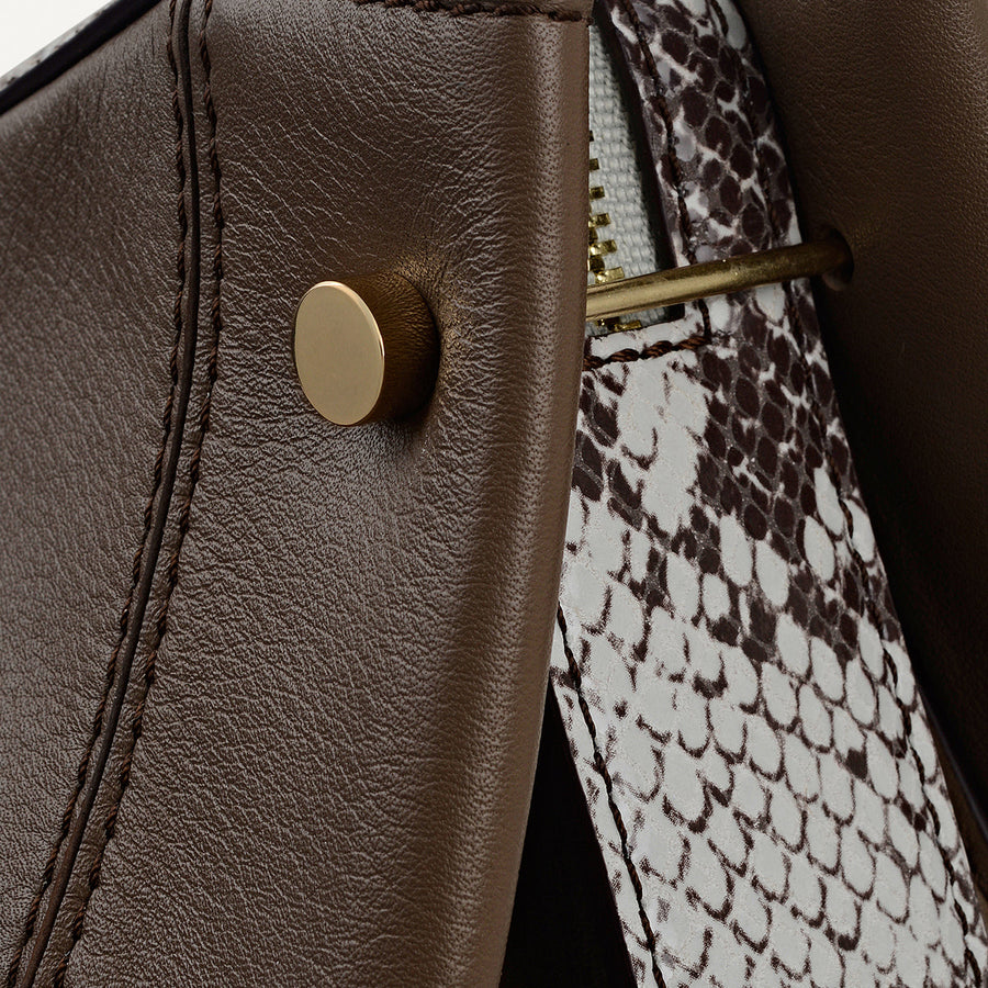 Hope Gardens Leather Medium Ziptop Shoulder Bag in Coffee - 112278