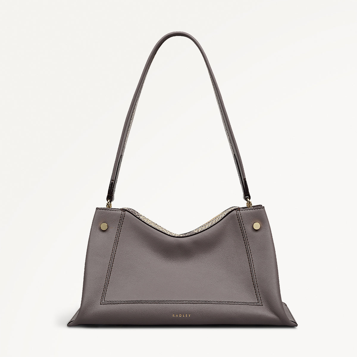 Hope Gardens Leather Medium Ziptop Shoulder Bag in Coffee - 112278