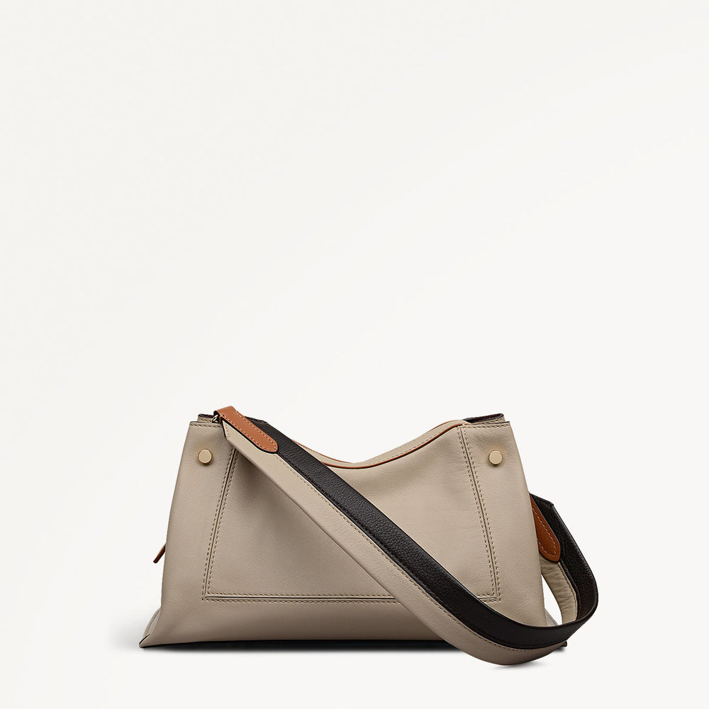 Hope Gardens Leather Medium Ziptop Shoulder Bag in Porcini - 112279