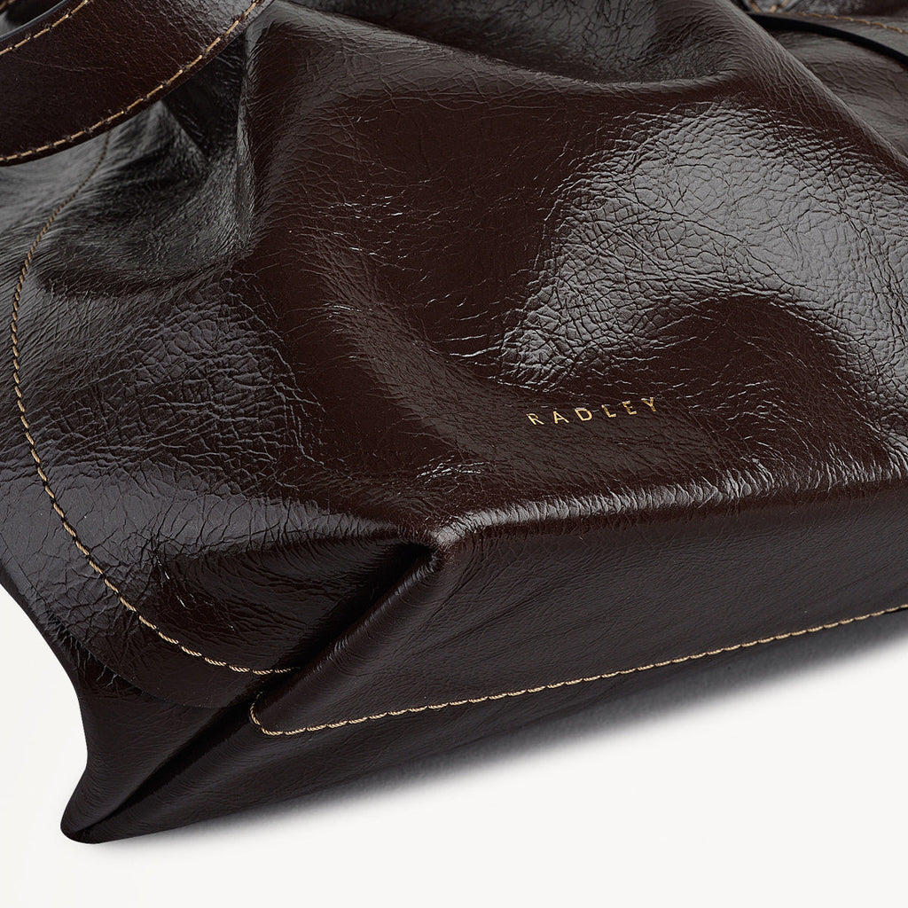 Broadway Market Leather Large Open Top Tote Bag in Dark Oak - 112280