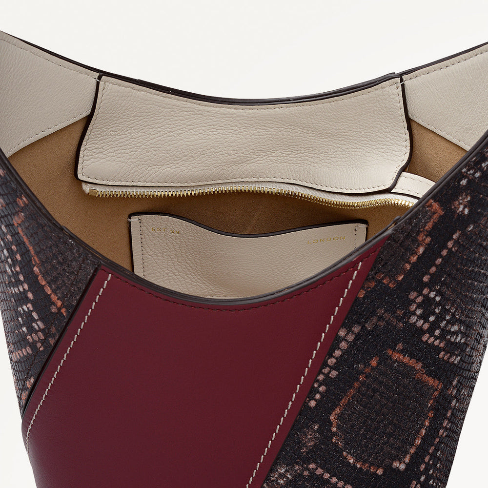 Beaton Close Leather Small Ziptop Cross Body Bag in Carmine - 112283
