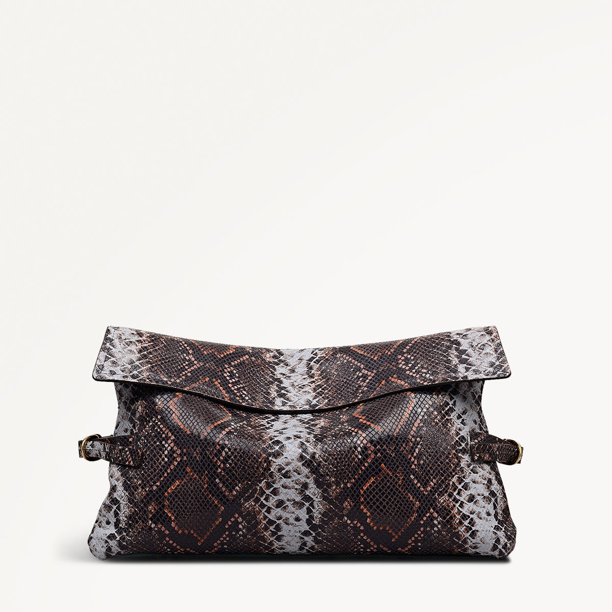 Fleet Street Leather Large Flapover Clutch Bag in Carmine - 112285