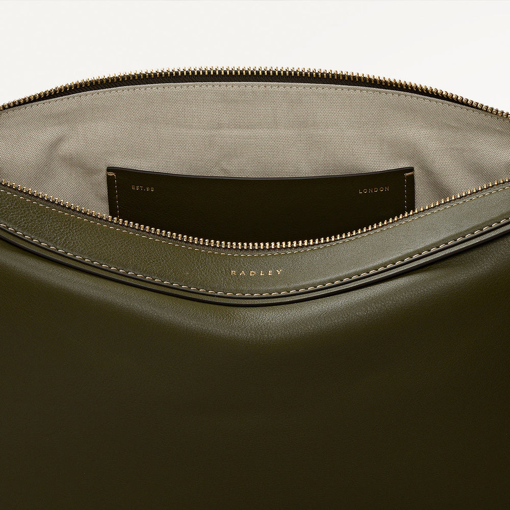 Westwell Lane Leather Large Ziptop Shoulder Bag in Pine Needle - 112288