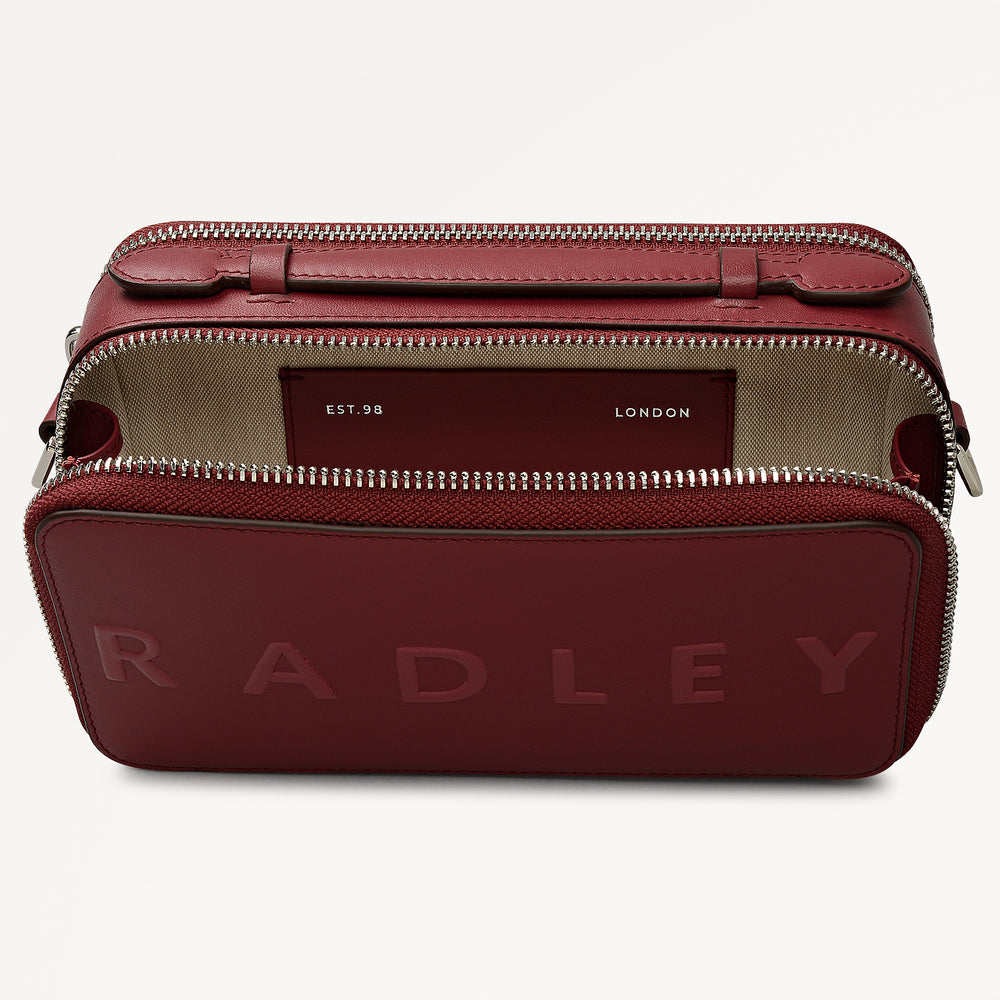 Calvert Road Leather Zip Around Cross Body Bag in Carmine - 112290