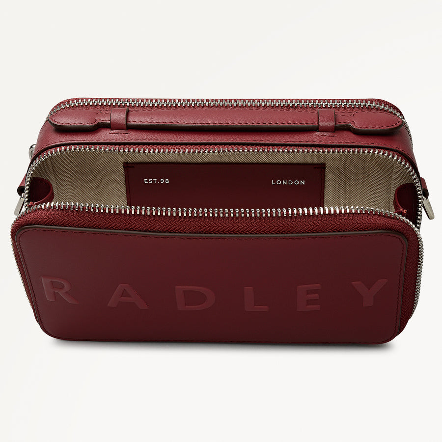 Calvert Road Leather Zip Around Cross Body Bag in Carmine - 112290