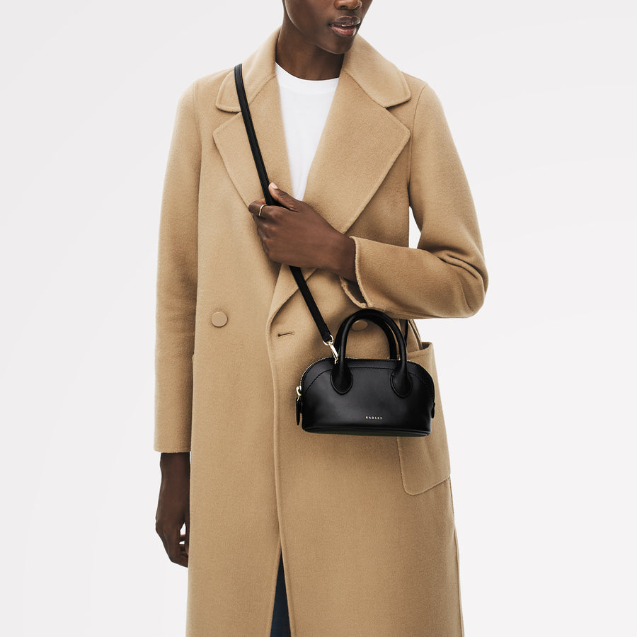 The Muriel Leather Micro Ziptop Grab Bag in Black - 112296