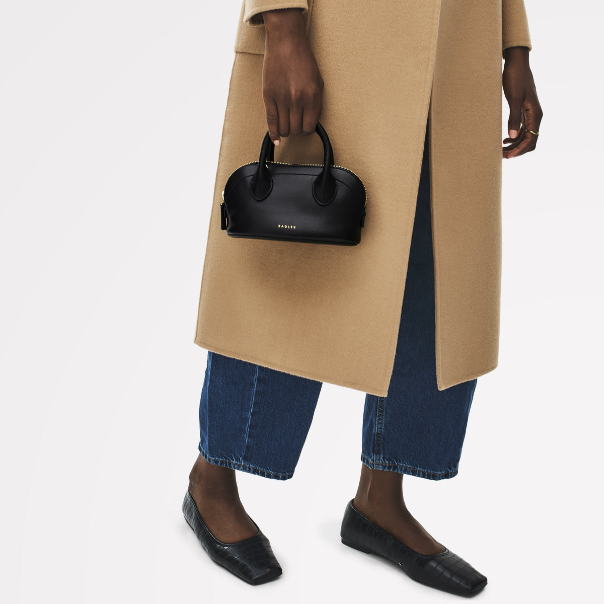 The Muriel Leather Micro Ziptop Grab Bag in Black - 112296