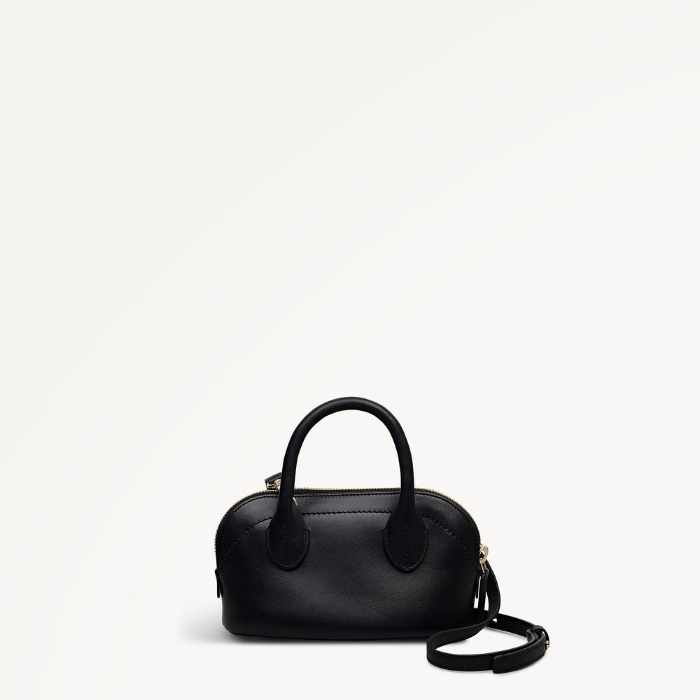 The Muriel Leather Micro Ziptop Grab Bag in Black - 112296