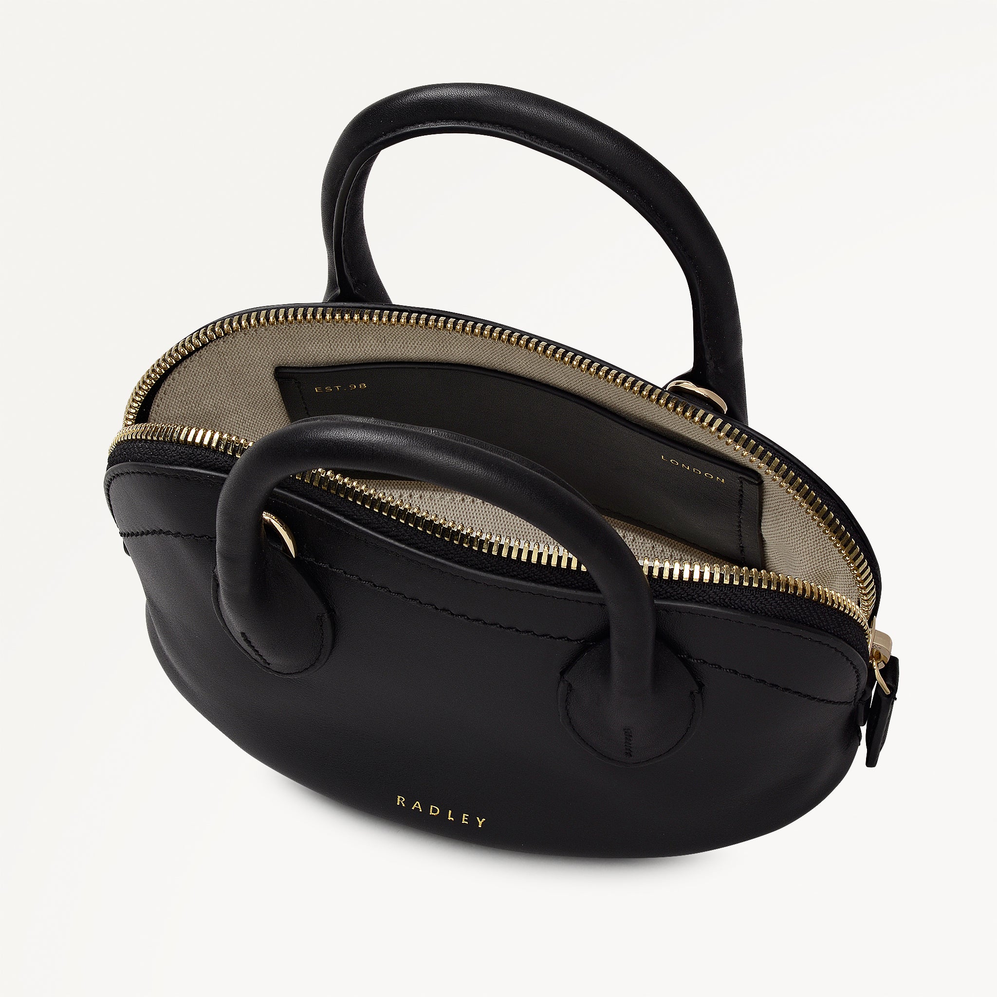 The Muriel Leather Micro Ziptop Grab Bag in Black - 112296