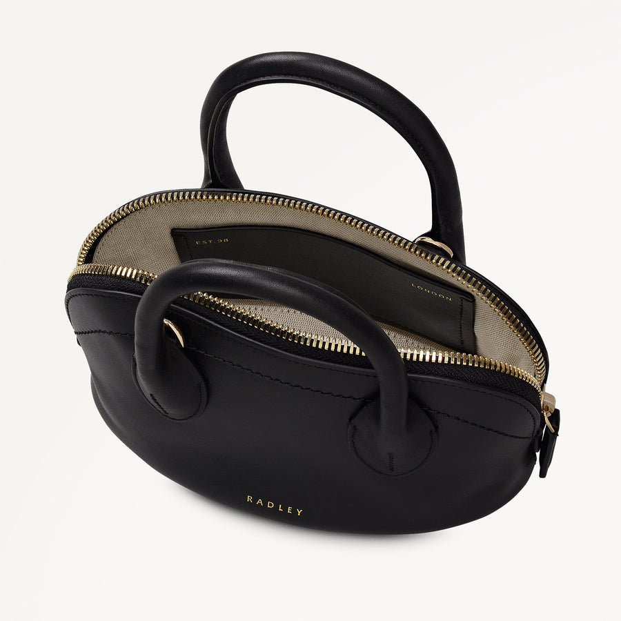 The Muriel Leather Micro Ziptop Grab Bag in Black - 112296