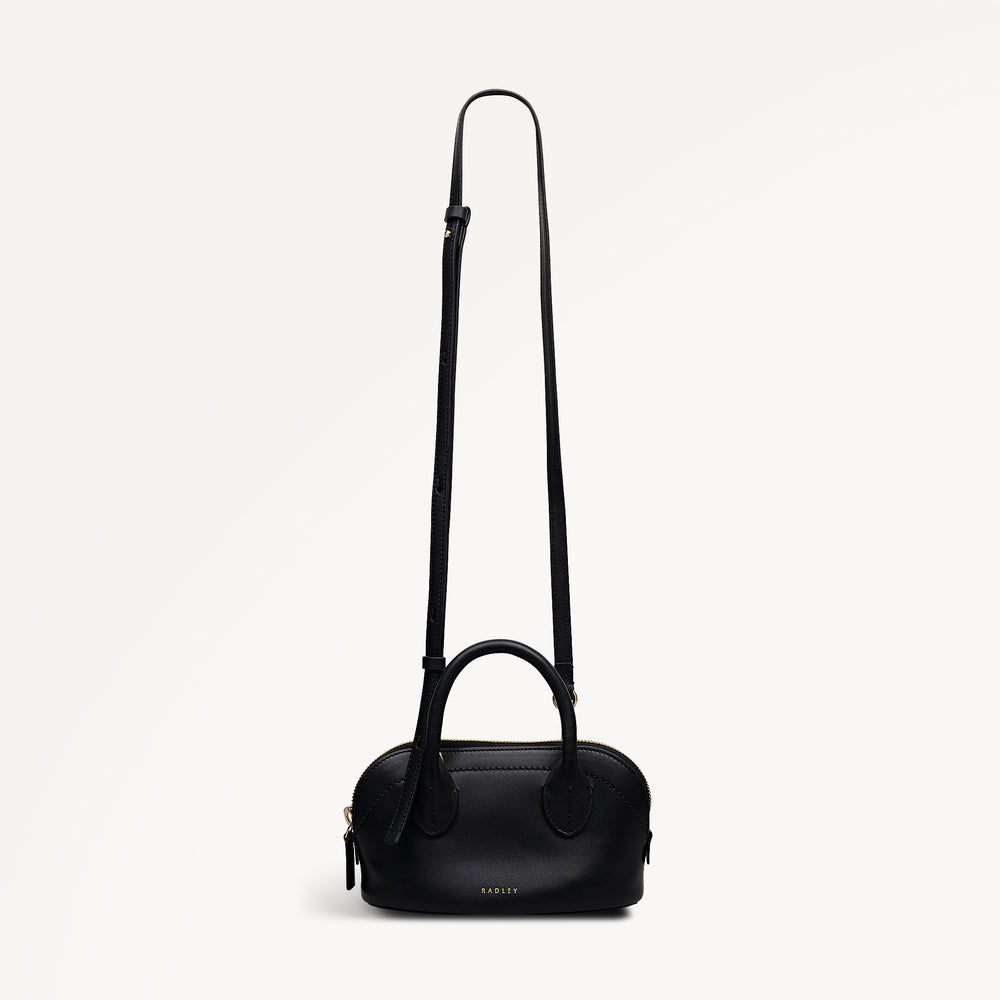 The Muriel Leather Micro Ziptop Grab Bag in Black - 112296