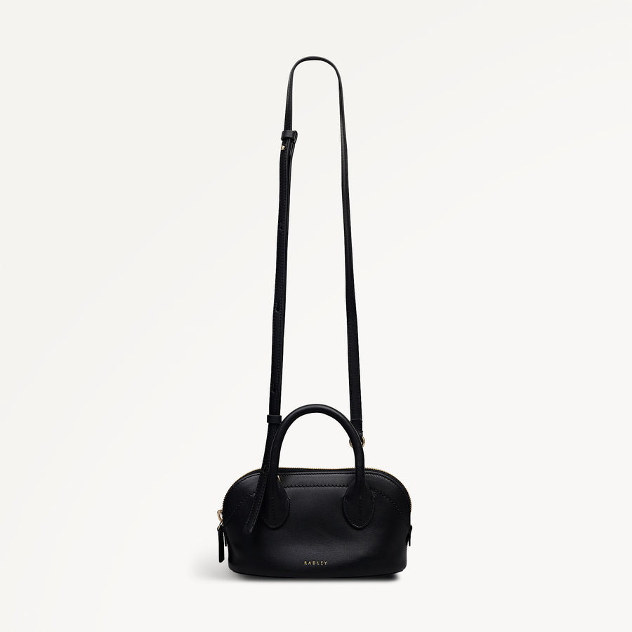 The Muriel Leather Micro Ziptop Grab Bag in Black - 112296