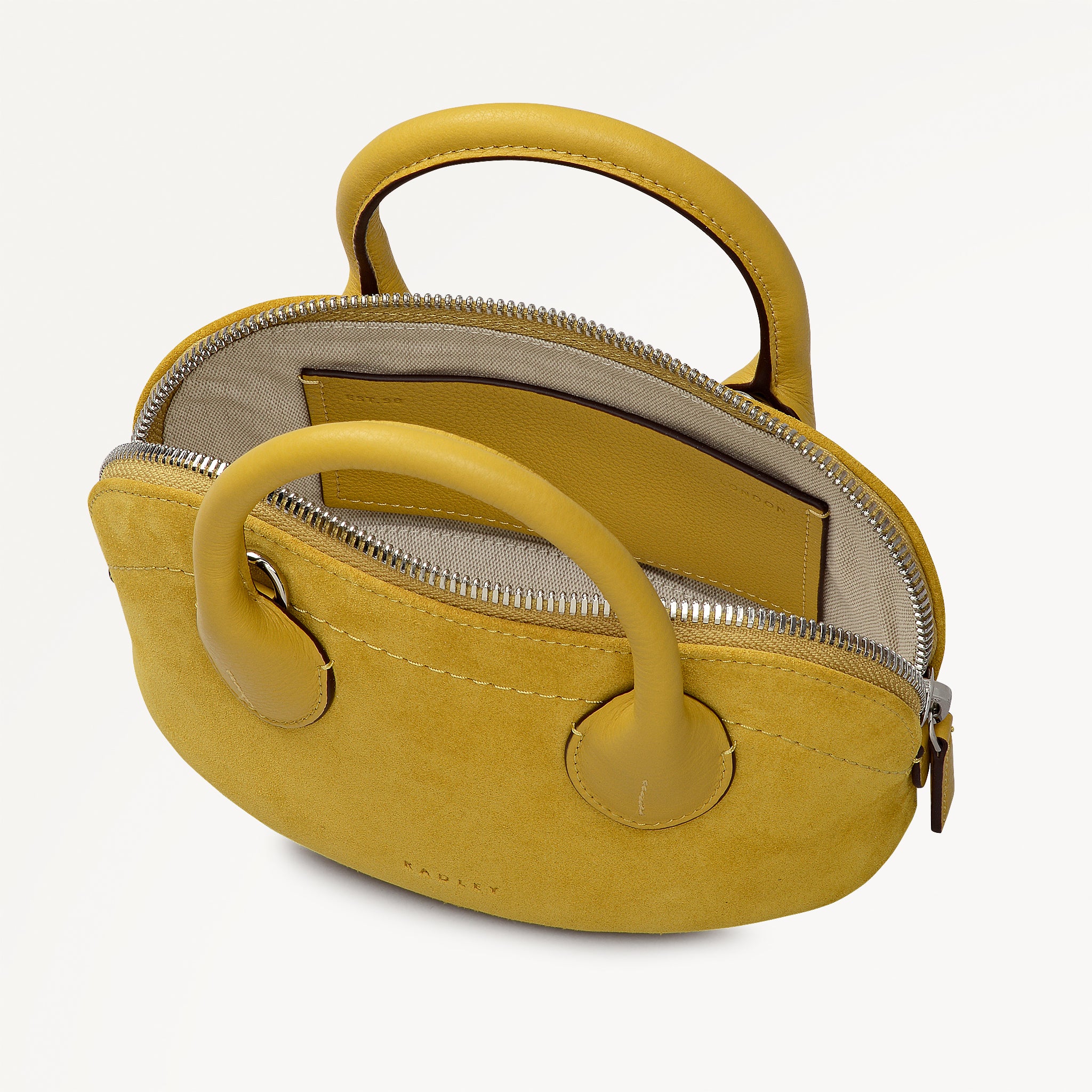 The Muriel Leather Micro Ziptop Grab Bag in Ochre - 112297