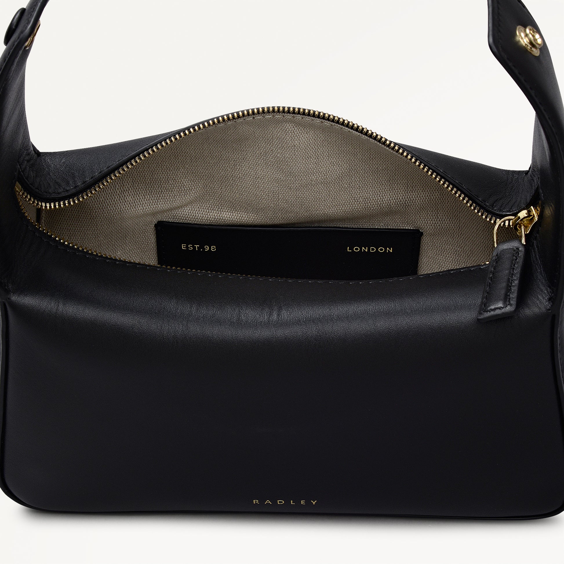 De Beauvoir Leather Small Ziptop Grab Bag in Black - 112302
