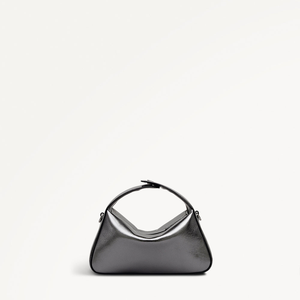 De Beauvoir Leather Small Ziptop Grab Bag in Silver - 112303