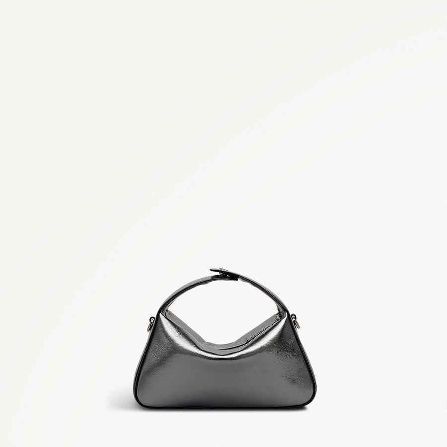 De Beauvoir Leather Small Ziptop Grab Bag in Silver - 112303