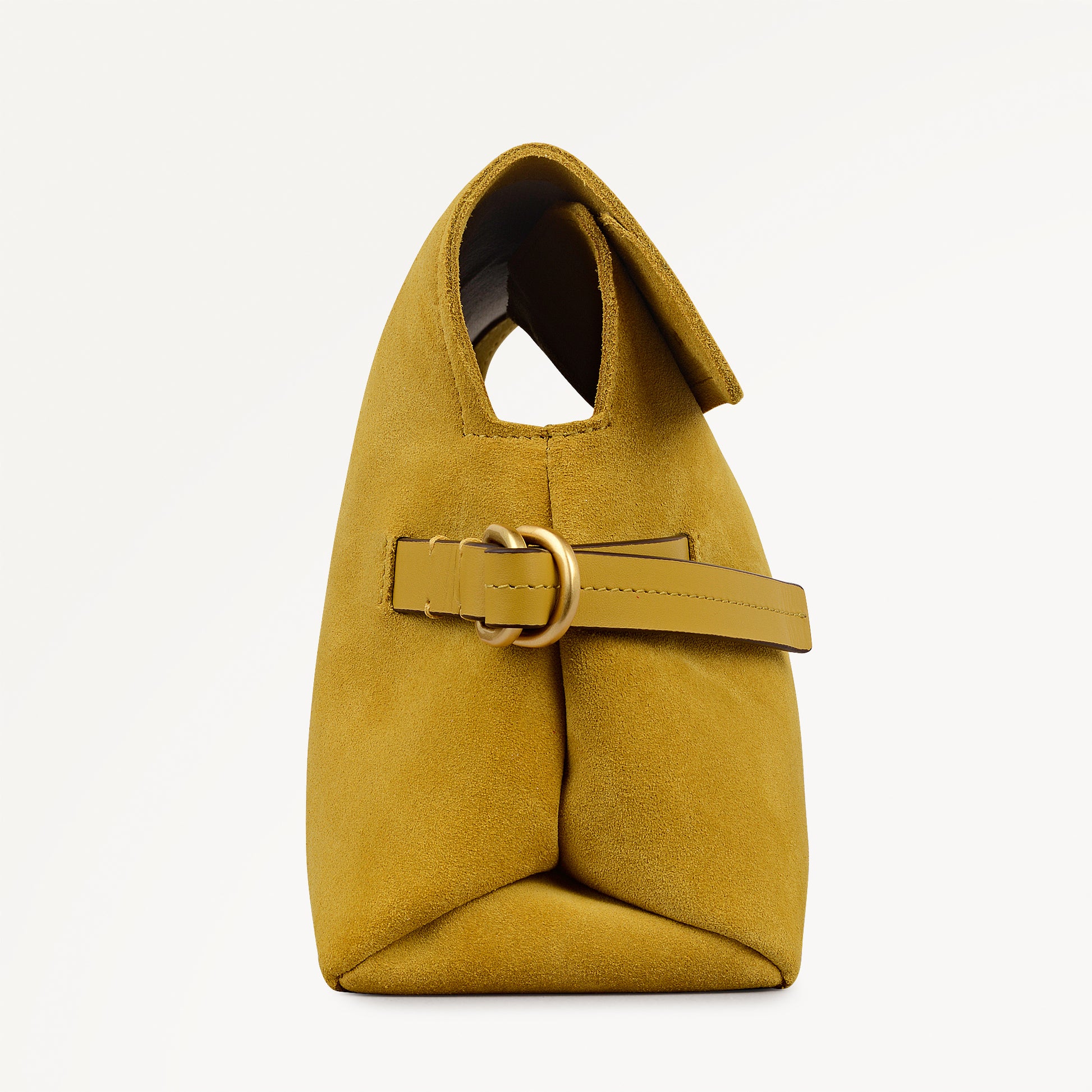 Fleet Street Leather Medium Flapover Clutch Bag in Ochre - 112305