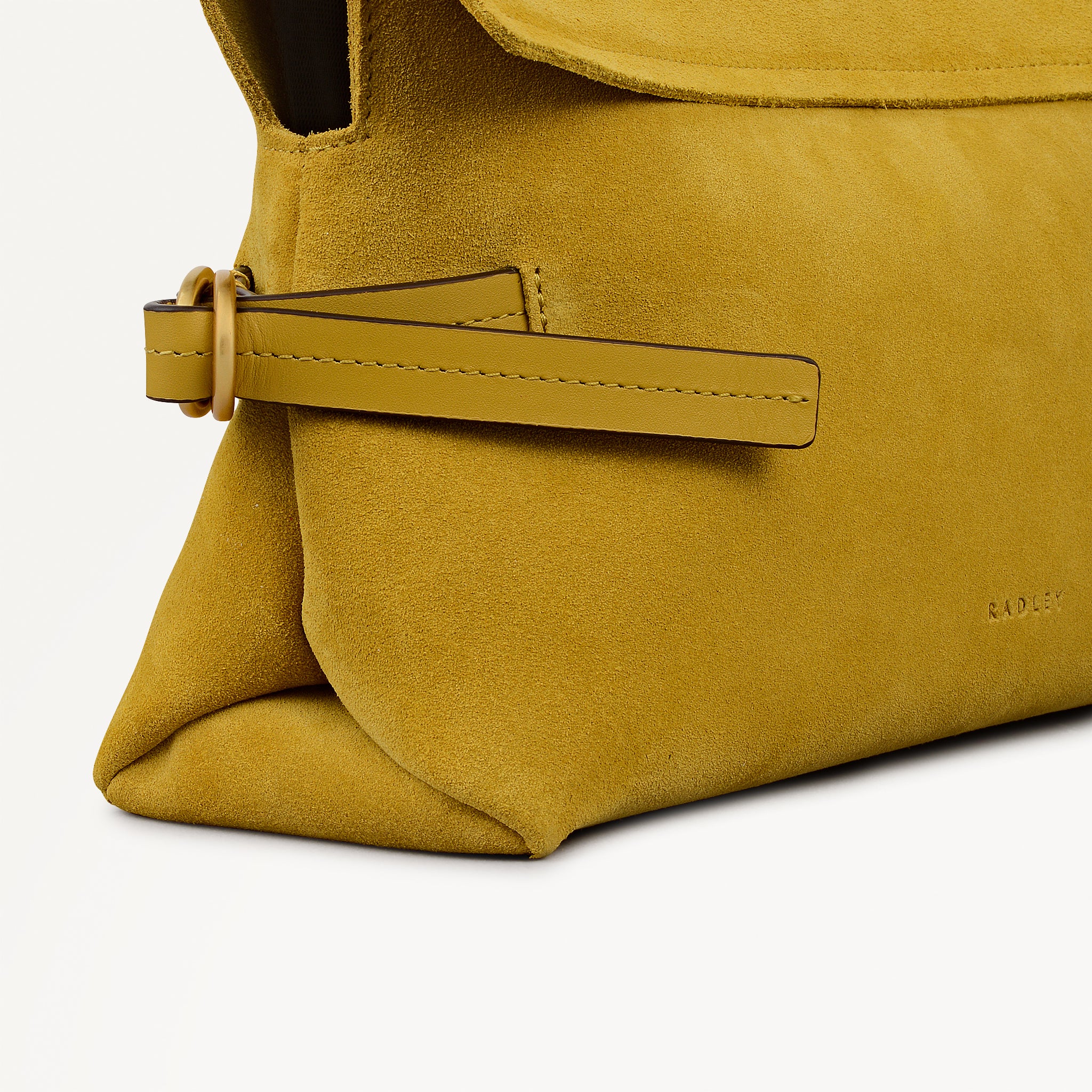 Fleet Street Leather Medium Flapover Clutch Bag in Ochre - 112305