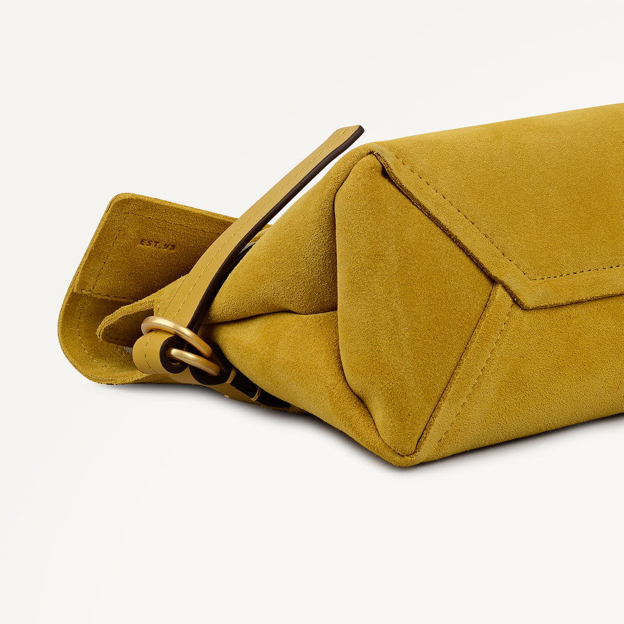 Fleet Street Leather Medium Flapover Clutch Bag in Ochre - 112305