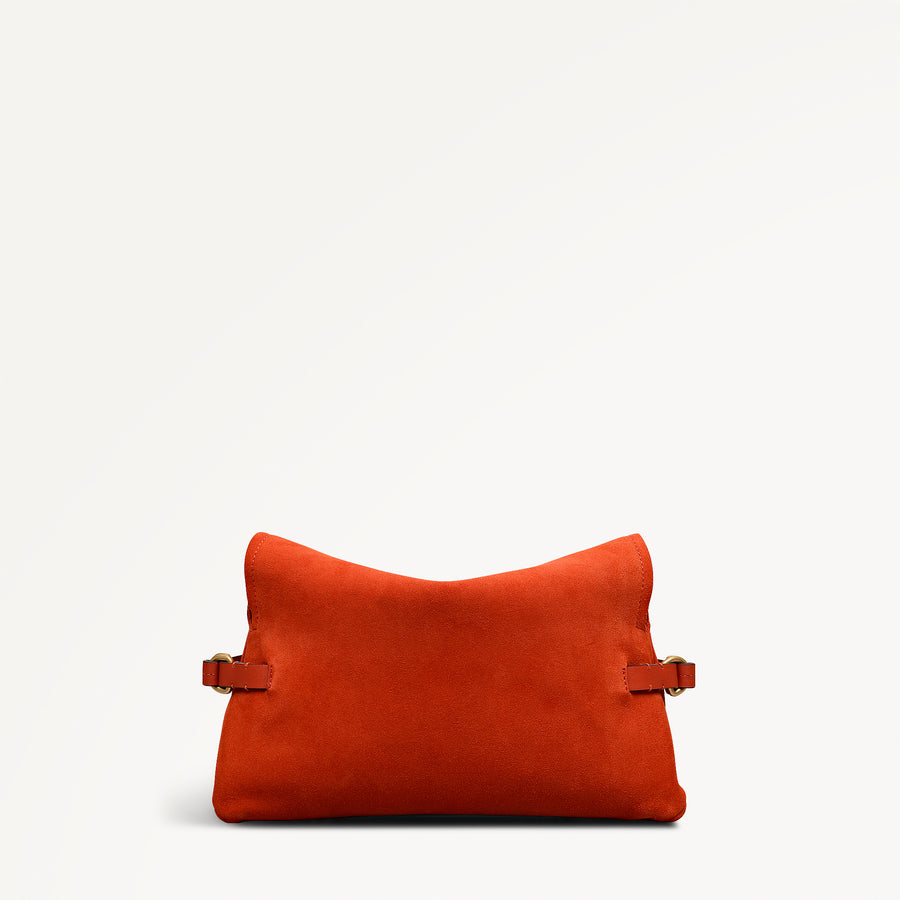 Fleet Street Leather Medium Flapover Clutch Bag in Flame - 112306