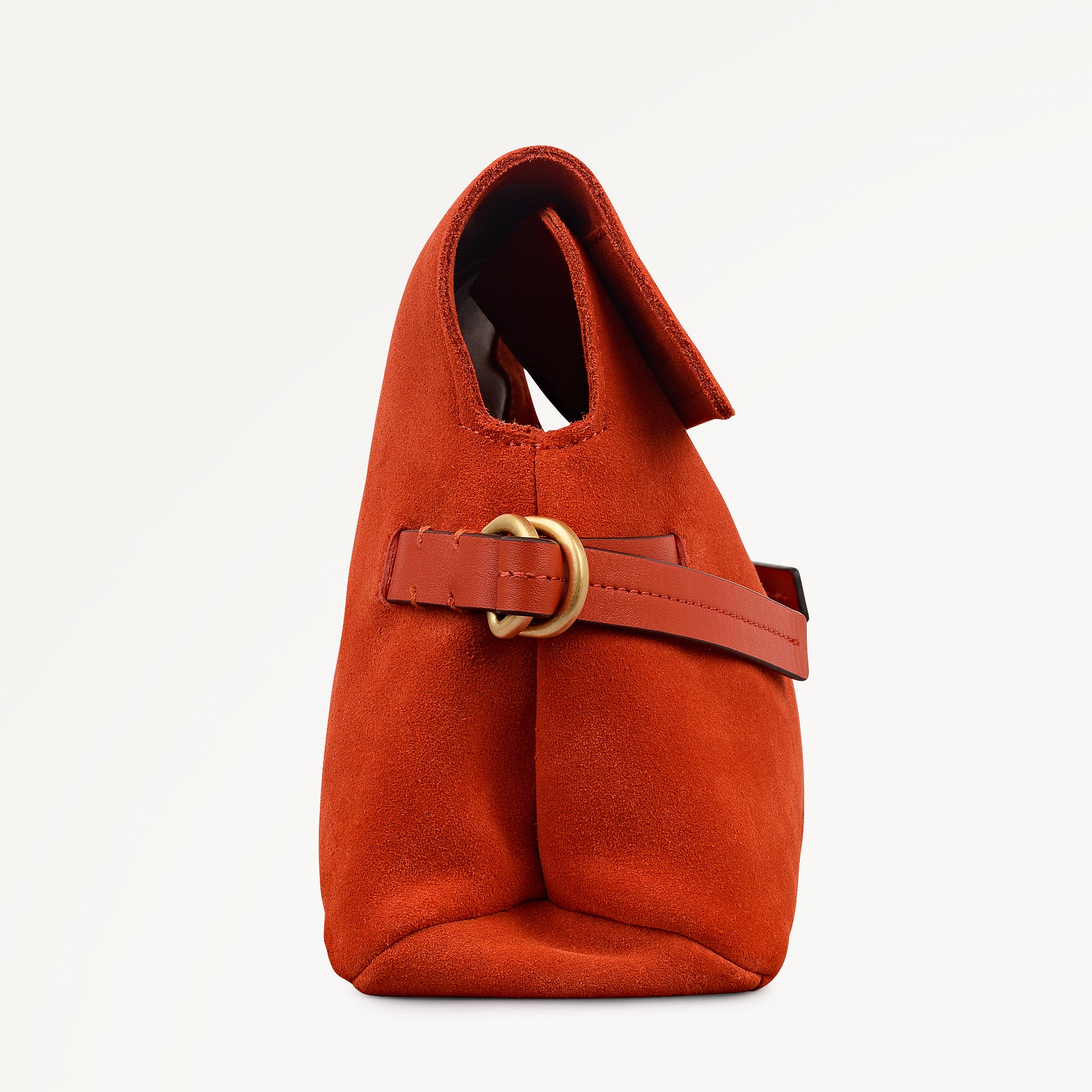 Fleet Street Leather Medium Flapover Clutch Bag in Flame - 112306