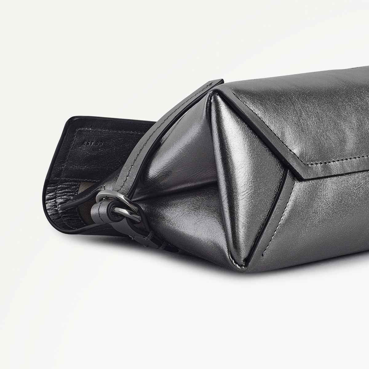 Fleet Street Leather Medium Flapover Clutch Bag in Silver - 112307