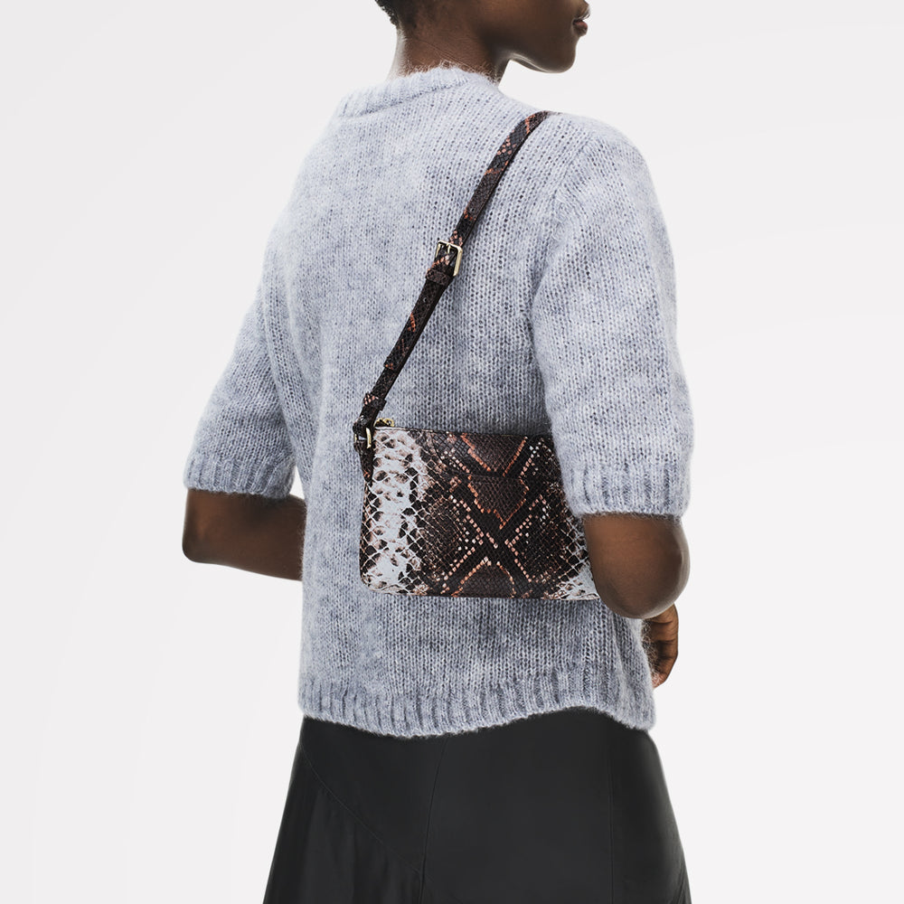 Pockets Leather Mini Ziptop Ew Shoulder Bag in Carmine - 112309