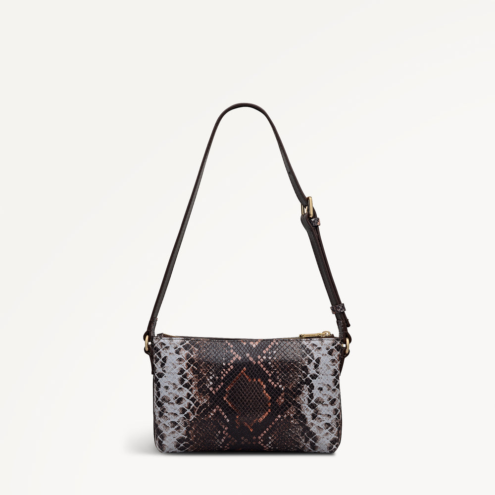 Pockets Leather Mini Ziptop Ew Shoulder Bag in Carmine - 112309