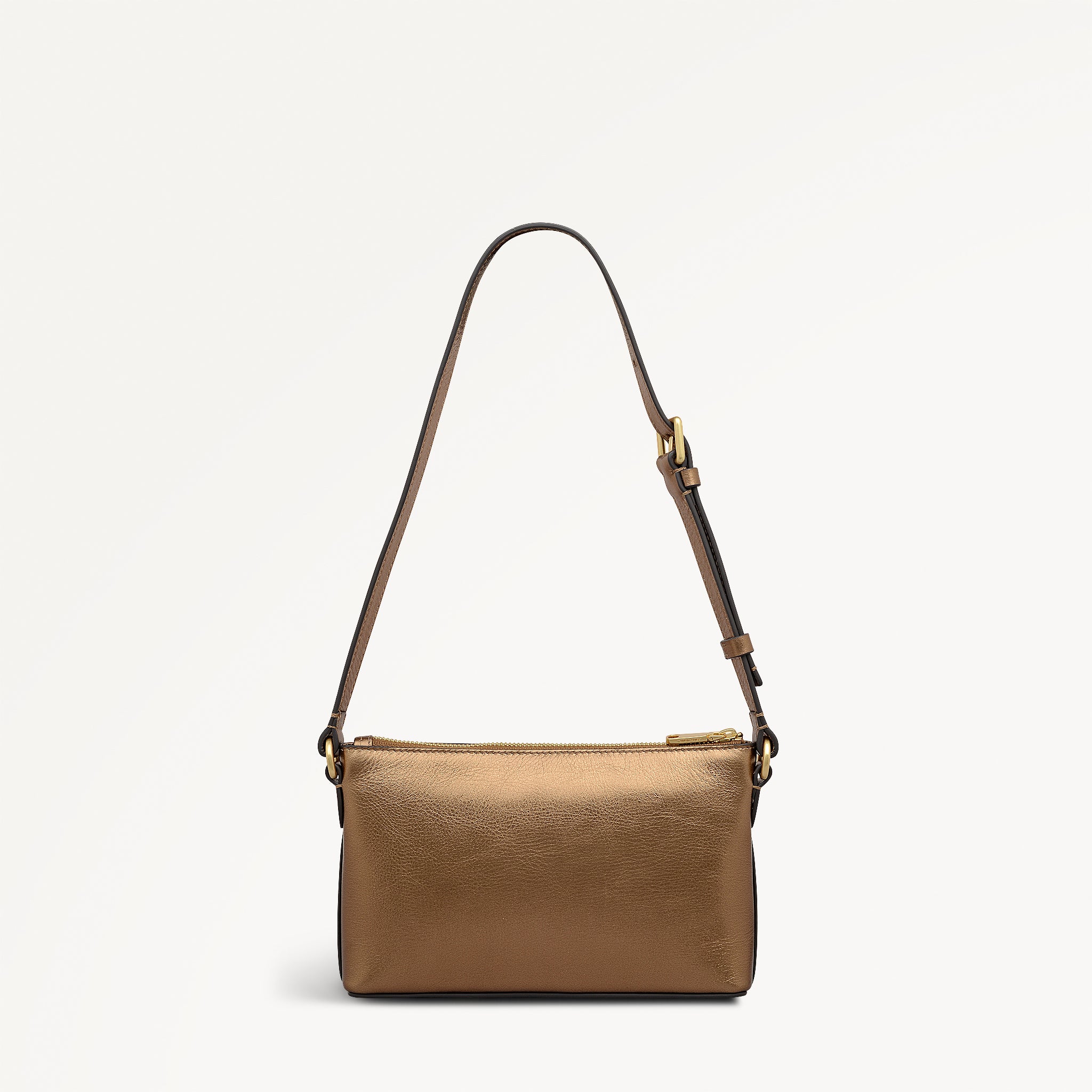 Olive Gold Mini Ziptop East-West Shoulder Bag | Pockets AW25