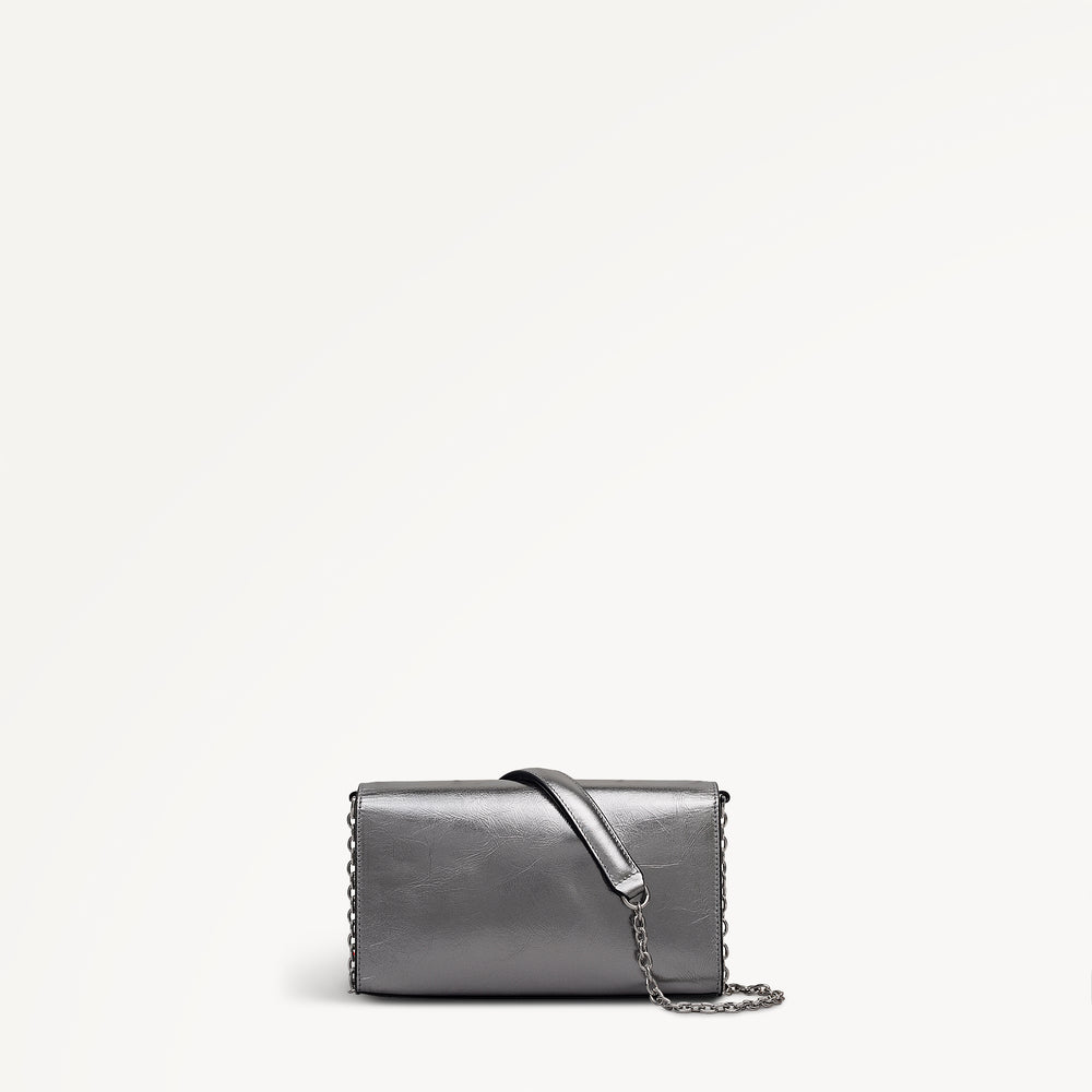 The Rathbone - Metallic Micro Flapover Cross Body Silver - 112313